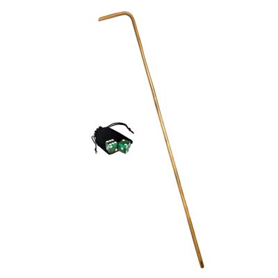 Craps Dealer Dice Stick Rattan 36" + Authentic Las Vegas Casino Craps Dice Matching Serial Numbers Bundle (Four Queens - Green Frosted)