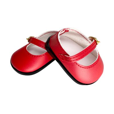 14.5" American Doll Shoes- Mary Jane Black,Red,White,Pink- Shiny Shoe (Red)