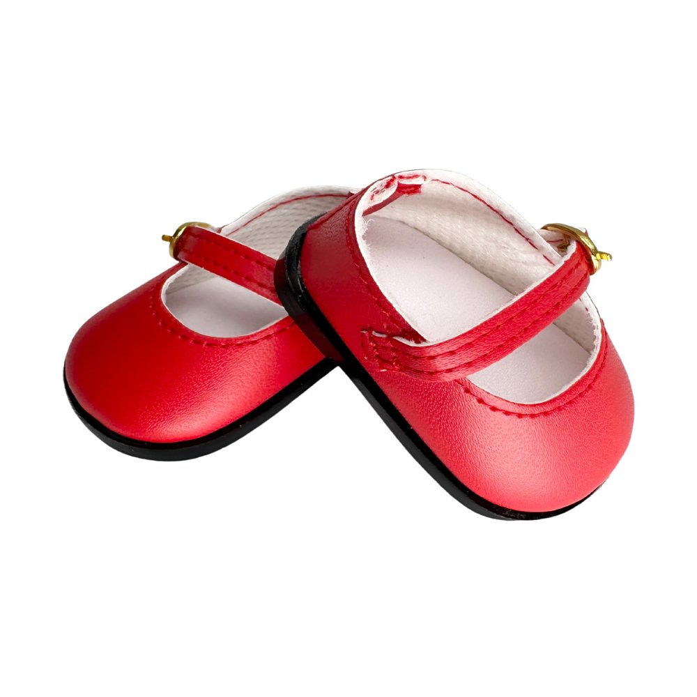 14.5" American Doll Shoes- Mary Jane Black,Red,White,Pink- Shiny Shoe (Red)