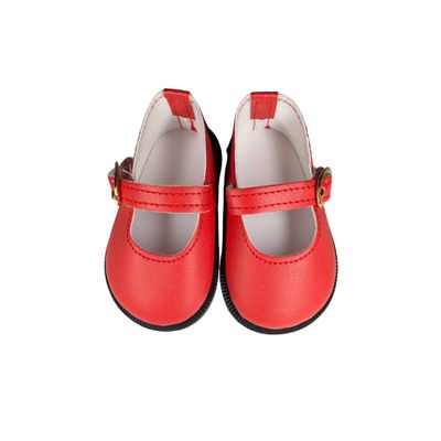 18" American Doll Shoes- Mary Jane Matte Black, Red, White, Pink, Shiny Black Shoe (18" Doll, Red)