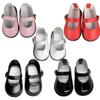 18" American Doll Shoes- Mary Jane Matte Black, Red, White, Pink, Shiny Black Shoe (18" Doll, Red) view 3