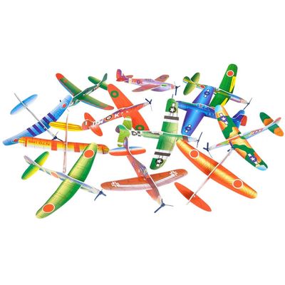 Zugar Land Flying Glider Plane - 12 Pack (8") Small Model Aircrafts in Assorted Designs. Each Comes in Colorful Envelope. Great Party Favor, Carnival Prizes (12 Pieces)