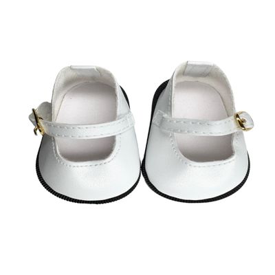 18" American Doll Shoes- Mary Jane Matte Black, Red, White, Pink, Shiny Black Shoe (18" Doll, White)