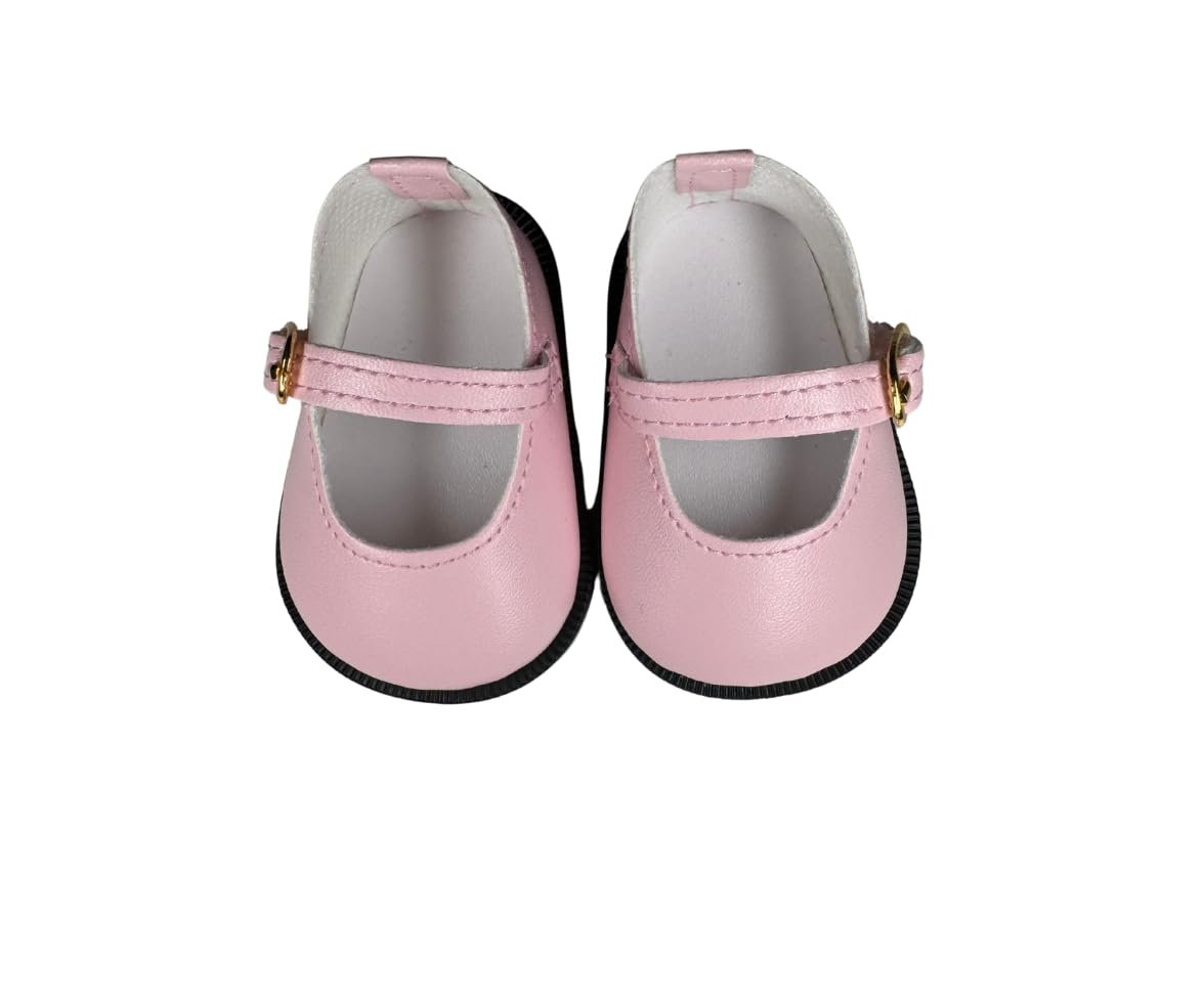 18" American Doll Shoes- Mary Jane Matte Black, Red, White, Pink, Shiny Black Shoe (18" Doll, Pink)