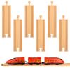 Mototo 6 PCS Wooden Train Track Straight Pieces 6 Inch Wooden Train Track Accessories Wood Railroad Expansion Connector Compatible with Most Wood Railway Set for Girl Boy Birthday Holiday Christmas view 1