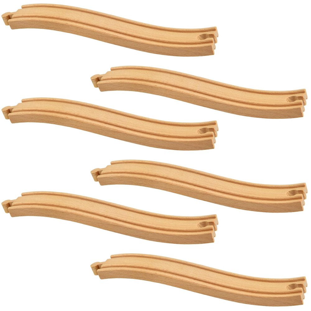 6 Pieces Ascending Wood Train Tracks Wood Train Tracks Expansion Compatible with Most Train Tracks Wood Train Track Connectors for Girls Boys Birthdays (6 PCS, Ascending)