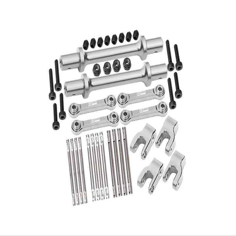 GPM Aluminum 7075 Front & Rear Sway Bar Set LOSI 1/18 Mini LMT Monster Truck LOS01026 (Silver)