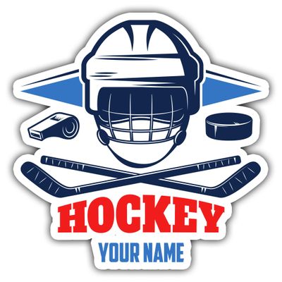 Personalized Custom Ice Hockey Sport Sticker Choose Your Name & Numbers Custom Sticker Waterproof Vinyl Sticker for Water Bottle Cars Laptops Phone Gifts for Women Adults Kids Boys