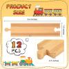 Mototo 12 PCS Wooden Train Track Straight Pieces 6 Inch Wooden Train Track Accessories Wood Railroad Expansion Connector Compatible with Most Wood Railway Set for Girl Boy Birthday Holiday Christmas view 2