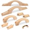 2 Pack Wood Train Track Extension Wooden Train Bridge Track Wooden Railway Bridge Accessories Wood Railroads Connectors Compatible with Most Toy Railroads for Birthdays Holiday view 1