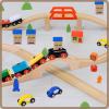 2 Pack Wood Train Track Extension Wooden Train Bridge Track Wooden Railway Bridge Accessories Wood Railroads Connectors Compatible with Most Toy Railroads for Birthdays Holiday view 4