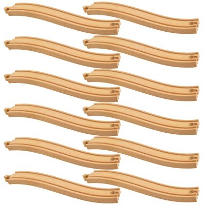 Mototo 12 Pieces Wooden Train Track Ascending Wood Railway Expansion Pieces Compatible with Most Wood Railroad Track Pack Connectors Starter for Dynamic Train Builds Birthday Christmas Church Nursery