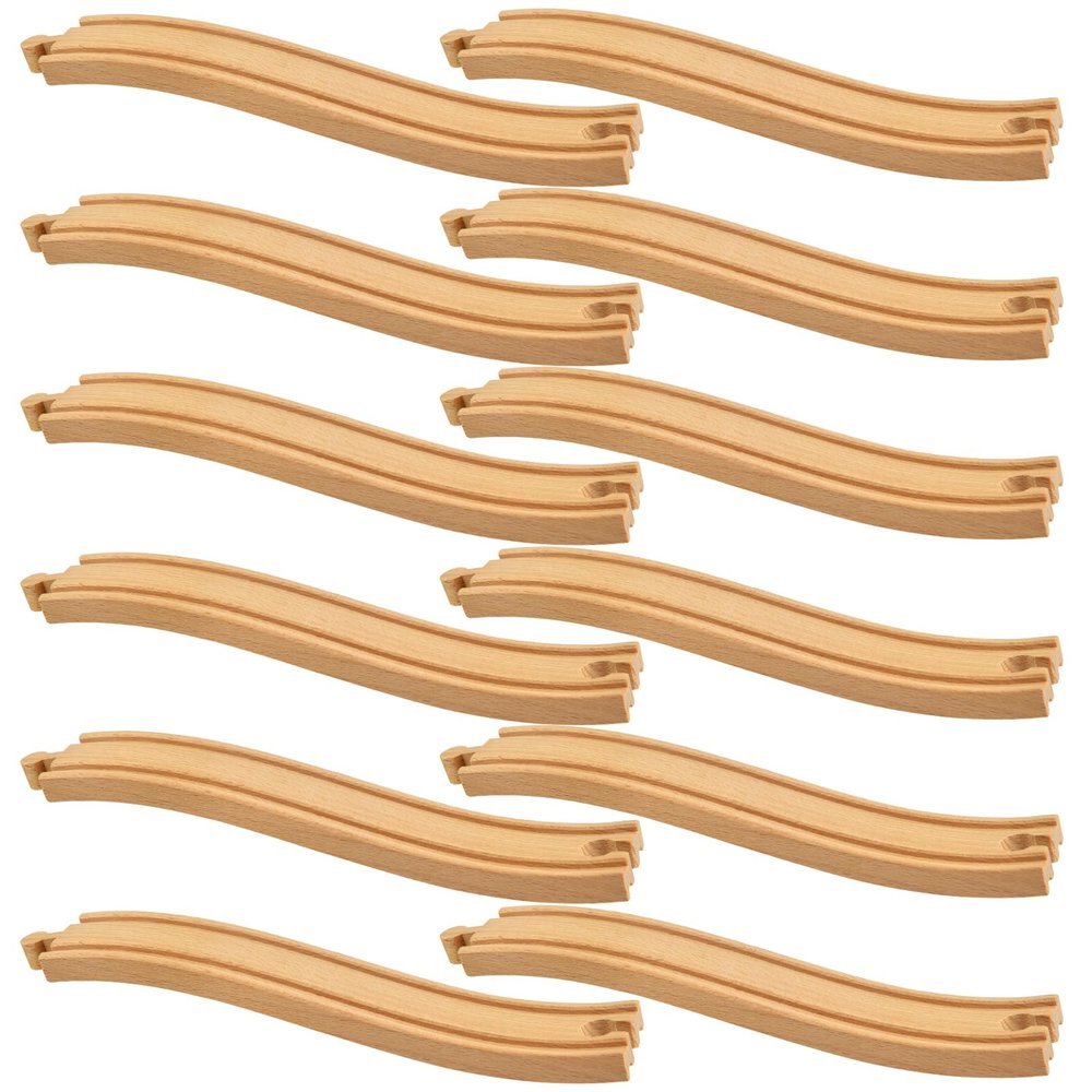 Mototo 12 Pieces Wooden Train Track Ascending Wood Railway Expansion Pieces Compatible with Most Wood Railroad Track Pack Connectors Starter for Dynamic Train Builds Birthday Christmas Church Nursery
