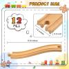 Mototo 12 Pieces Wooden Train Track Ascending Wood Railway Expansion Pieces Compatible with Most Wood Railroad Track Pack Connectors Starter for Dynamic Train Builds Birthday Christmas Church Nursery view 2