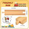Mototo 24 PCS Wooden Train Track Straight Pieces 6 Inch Wooden Train Track Accessories Wood Railroad Expansion Connector Compatible with Most Wood Railway Set for Girl Boy Birthday Holiday Christmas view 2