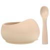 Mombella Silicone Suction Bowls for Baby 6 Months Up, Durable Baby Food Bowls and Spoons Feeding Set, reducing meal messes, Non-Slip Design, BPA-Free Toddler Bowls with Strong Suction, Brown view 1