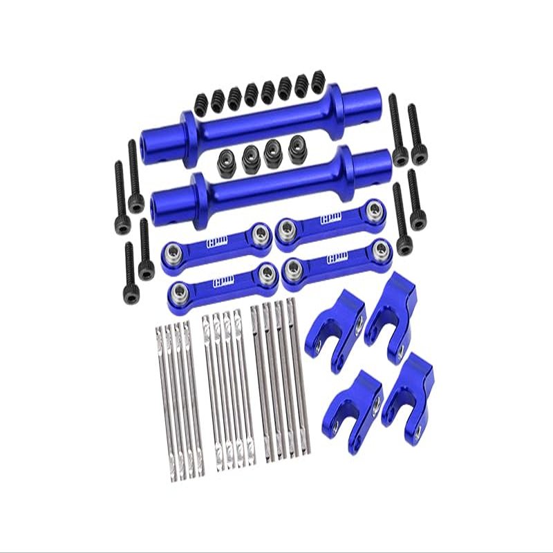 GPM Aluminum 7075 Front & Rear Sway Bar Set LOSI 1/18 Mini LMT Monster Truck LOS01026 (Blue)