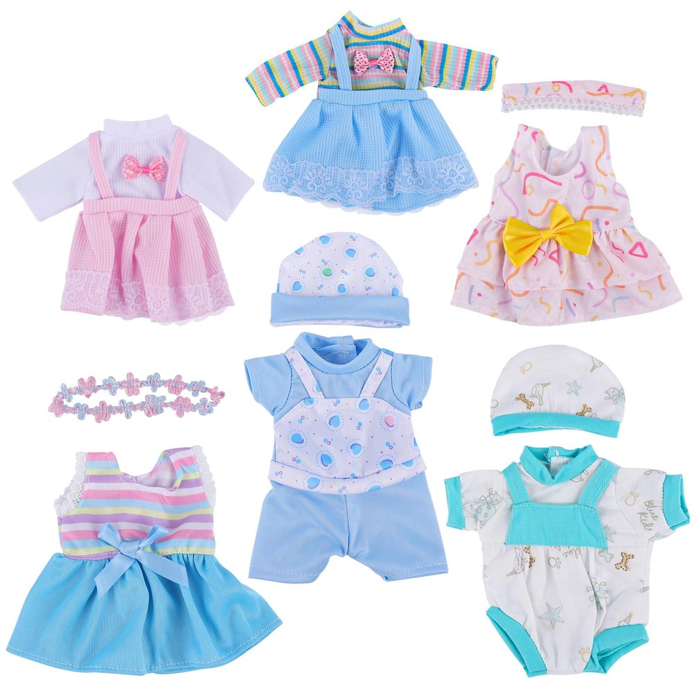 BABESIDE 6 Pcs Alive Baby Doll Clothes Set  Bitty Doll Clothes for 8-10 Inch Dolls & Toys, Cute Pretend Play Doll Outfits,Pretend Play Accessories for Girls Age 3+ (No Dolls)