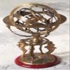 Antique Brass 18" Armillary Sphere Globe Astrolabe Zodiac Engraved Celestial Globe Wooden Base with Compass & Tiger Pillars view 3