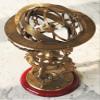 Antique Brass 18" Armillary Sphere Globe Astrolabe Zodiac Engraved Celestial Globe Wooden Base with Compass & Tiger Pillars view 4