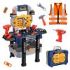 Jovow Kids Tool Bench with Realistic Tools and Electric Drill, Suitable for 3-5 Year Olds to Build Their Own Toy Workbench, 79 Pcs Realistic Toy Tools with Clothes, 32 x 26.6 x 14.4 in-Blue view 1