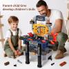 Jovow Kids Tool Bench with Realistic Tools and Electric Drill, Suitable for 3-5 Year Olds to Build Their Own Toy Workbench, 79 Pcs Realistic Toy Tools with Clothes, 32 x 26.6 x 14.4 in-Blue view 2