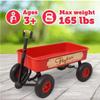 Flybar Classic Wagon for Kids, Toddler - Quad Steering System, Easy Assembly, Adjustable, Folding Handle, Rust Resistance, Durable 10 inch Air-Filled Tires, Extra Deep Beach Cart, Up to 165 lbs,3+ Red view 4
