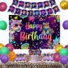 Cheereveal Rainbow Cheetah Birthday Decorations for Boys Girls - Leopard Print Happy Birthday Backdrop, Cheetah Wild Cake Cupcake Toppers, Jungle Safari Animal Theme Party Supplies view 4