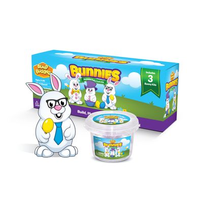 Build Buddiez DIY Bunnies Craft Kit  3 Pack Party Bucket | Build, Decorate & Display Air-Dry Clay Bunny Rabbits | Fun Arts & Crafts Activity for Kids Ages 5+ | Great for Parties, Gifts, Easter Fun