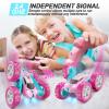 QUNREDA RC Cars, Pink Remote Control Car for Girls, 2.4 GHZ Double Sided RC Stunt Car 360 Rotating Remote Control Crawler with Headlights Car Toys for 6 7 8 9 10 11 12 Girls Birthday Gift Grandkids view 3