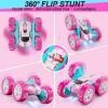 QUNREDA RC Cars, Pink Remote Control Car for Girls, 2.4 GHZ Double Sided RC Stunt Car 360 Rotating Remote Control Crawler with Headlights Car Toys for 6 7 8 9 10 11 12 Girls Birthday Gift Grandkids view 4