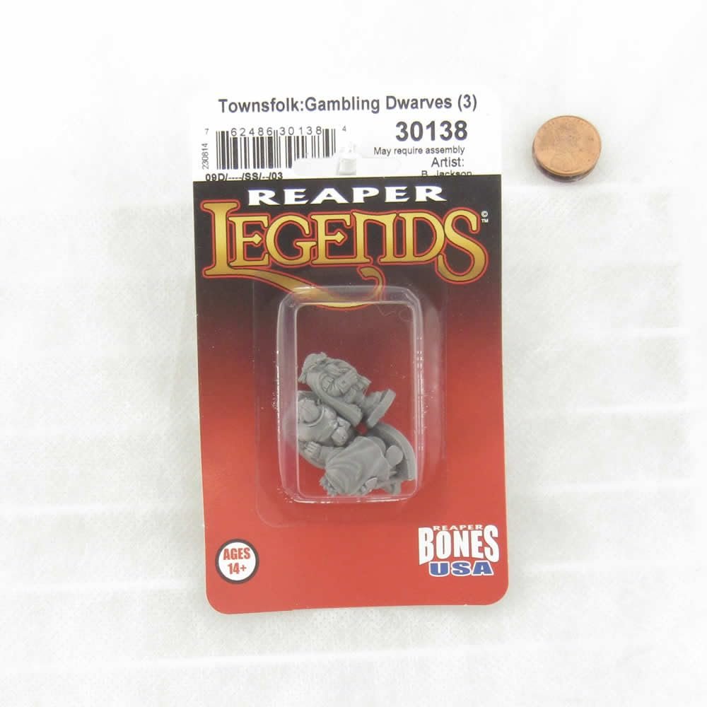 Mini - Reaper Bones USA 30138 Townsfolk Gambling Dwarves (3ct)