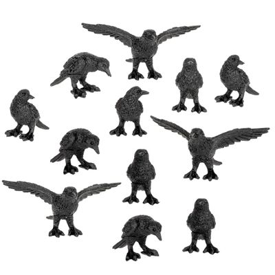 Accoutrements Itty Bitty Crows: A Pocketful of Crows - 12 Tiny Soft Vinyl Corvids in Four Poses, Our Tiniest Murder Yet, Black