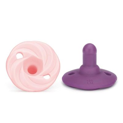 Doodle & Co. Holland Classic Pacifier for New Born Babies | BPA Free Natural Nipple Shape 100% Silicone for Infants | Helps Promote Healthy Oral Development | 0-3 Months | Plum/Blush