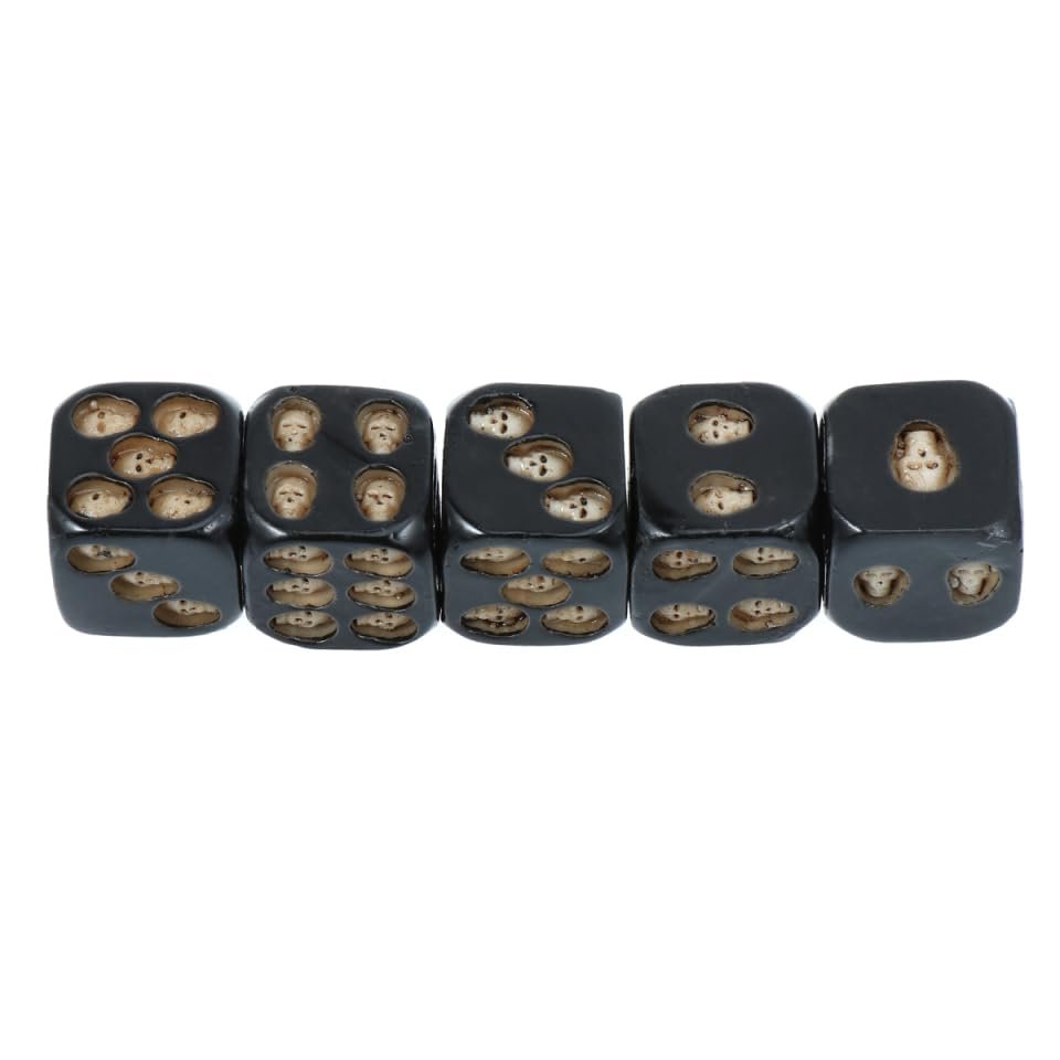 VICASKY Dice Set Skull 5 Pieces 6 Sided Gothic Skull Dice for Adults Great for Entertainment