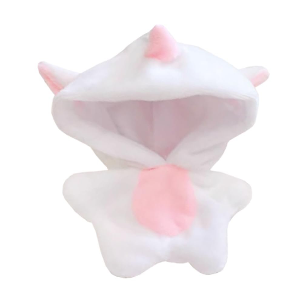 niannyyhouse 10cm~15cm Plush Doll Clothes Onesies Sharks Dinosaurs Cows Rabbits Fawns Unicorn Patterns Bodysuit Dolls Dress Up Accessories (White)