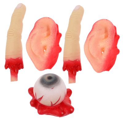 Abaodam 1set Realistic Fake Body Parts for Halloween Pranks Includes Fingers Ears Scary Props for Parties and Haunted Houses Random Colors Total