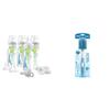 Dr. Brown's Anti-Colic Breast to Bottle Feeding Set with Slow Flow Nipples, Travel Caps, and Silicone Pacifier - Gray & Soft Touch Bottle Brush, Blue view 1