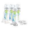 Dr. Brown's Anti-Colic Breast to Bottle Feeding Set with Slow Flow Nipples, Travel Caps, and Silicone Pacifier - Gray & Soft Touch Bottle Brush, Blue view 2
