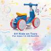 6V Electric Baby Balance Bike for 1 Year Old Boys Girls Ride on Toys 12-48 Months Toddler Balance Bike, 4 Wheels Kids First Bike with Remote Control First Birthday Gifts- Blue&Red view 4