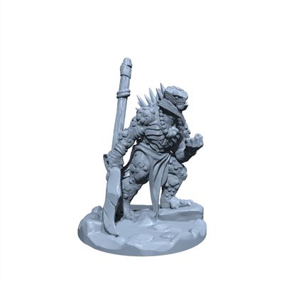 Basilisk Folk | Dragonborn Barbarian | Lizardfolk Fighter Miniature for Tabletop Games Like D&D and TTRPG War Gaming Large