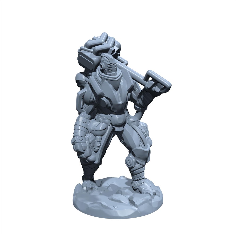 Battlebuilt Barbarian | Battle Built Artificer | Miniature for Tabletop Games Like D&D and War Gaming Large