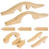 JarThenaAMCS 8 Pcs Wood Train Track Expansion Set Wooden Train Bridges Straight Wooden Train Track Accessories for Most Major Toy Train Tracks Railway view 1