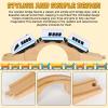 JarThenaAMCS 8 Pcs Wood Train Track Expansion Set Wooden Train Bridges Straight Wooden Train Track Accessories for Most Major Toy Train Tracks Railway view 3