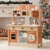 ROBOTIME Wooden Play Kitchen Set, Play Kitchen Set for Kids with Realistic Design, Kids & Toddlers Kitchen Playset with Dishwasher, Toy Kitchen Set for Boys and Girls Ages 3+ (Brown) view 1