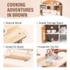ROBOTIME Wooden Play Kitchen Set, Play Kitchen Set for Kids with Realistic Design, Kids & Toddlers Kitchen Playset with Dishwasher, Toy Kitchen Set for Boys and Girls Ages 3+ (Brown) view 3