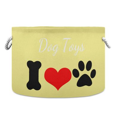 UMIRIKO Custom Name Dog Toy Box Chest with Cotton Rope Khaki Personalized Toy Storage Organizer Boxes Bins Baskets for Small dogs, Pet Toy Box, Dog Toy Holder