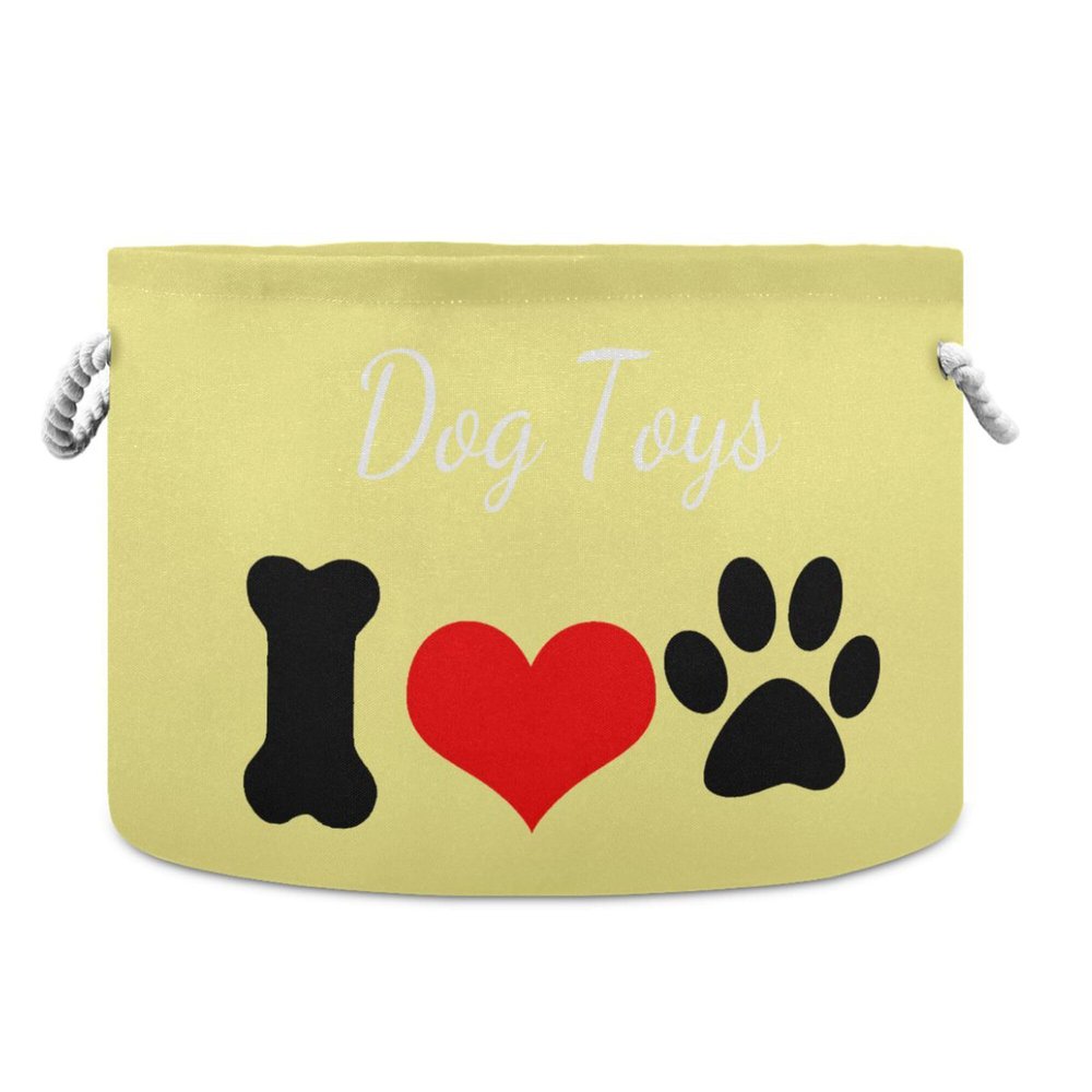 UMIRIKO Custom Name Dog Toy Box Chest with Cotton Rope Khaki Personalized Toy Storage Organizer Boxes Bins Baskets for Small dogs, Pet Toy Box, Dog Toy Holder