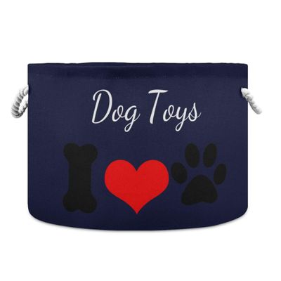 UMIRIKO Custom Name Dog Toy Box Chest with Cotton Rope Navy Blue Personalized Toy Storage Organizer Boxes Bins Baskets for Small dogs, Pet Toy Box, Dog Toy Holder