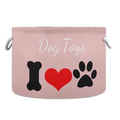 UMIRIKO Custom Name Dog Toy Box Chest with Cotton Rope Pink Personalized Toy Storage Organizer Boxes Bins Baskets for Small dogs, Pet Toy Box, Dog Toy Holder